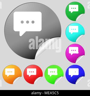 Cloud of thoughts icon sign. Set of eight multi colored round buttons, stickers. Vector illustration Stock Vector