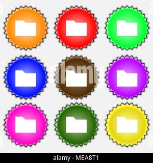 Document folder  icon sign. A set of nine different colored labels. Vector illustration Stock Vector