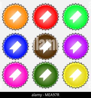 bookmark icon sign. A set of nine different colored labels. Vector ...