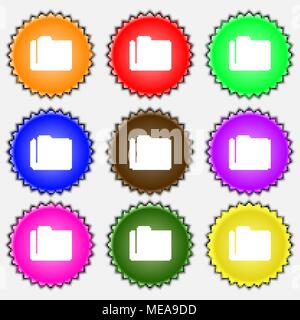 Document folder  icon sign. A set of nine different colored labels. Vector illustration Stock Vector