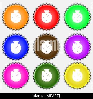 bookmark icon sign. A set of nine different colored labels. Vector ...
