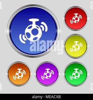 mirror ball disco icon sign. Round symbol on bright colourful buttons. Vector illustration Stock Vector