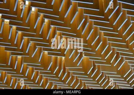 Perspective view of modern geometric ceiling as abstract background Stock Photo