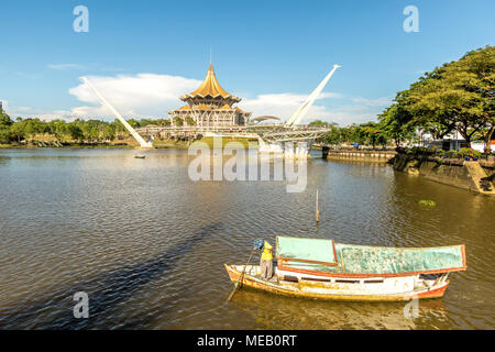 malaysia, sarawak state, kuching, fishermen village on the