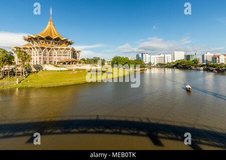 malaysia, sarawak state, kuching, fishermen village on the