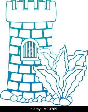 Castle tower aquarium with seaweed decoration Vector Image