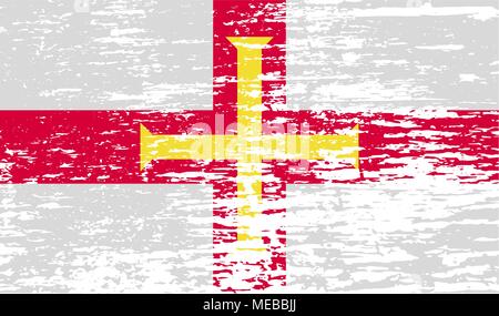 Flag of Guernsey with old texture. Vector illustration Stock Vector