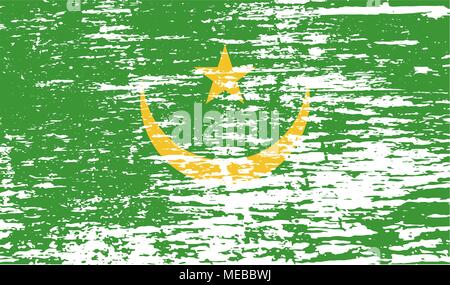 Flag of Mauritania with old texture. Vector illustration Stock Vector