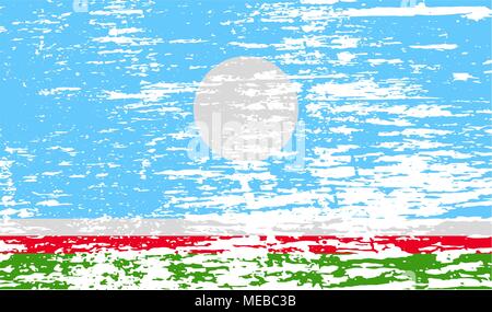 Flag of  Sakha Yakutia Republic, Russia with old texture. Vector illustration Stock Vector