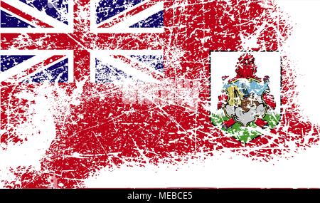 Flag of Bermuda with old texture. Vector illustration Stock Vector