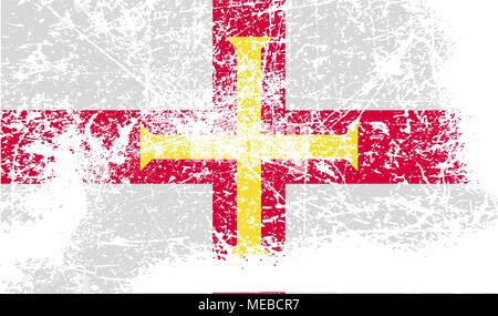 Flag of Guernsey with old texture. Vector illustration Stock Vector