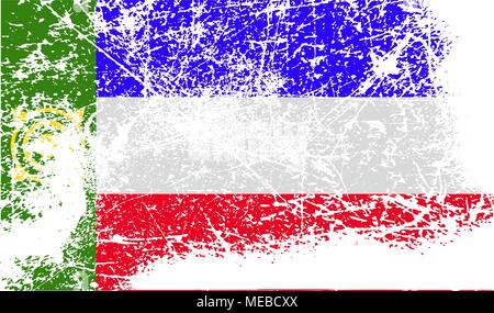 Flag of Khakassia with old texture. Vector illustration Stock Vector