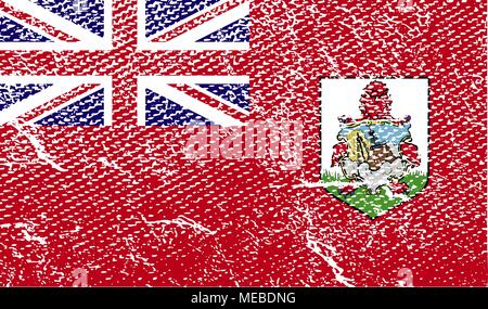 Flag of Bermuda with old texture. Vector illustration Stock Vector