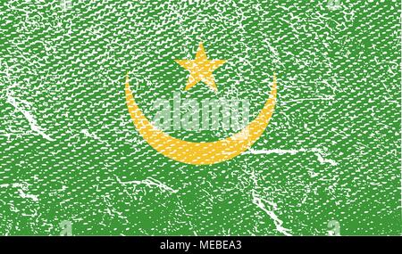 Flag of Mauritania with old texture. Vector illustration Stock Vector