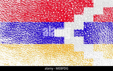 Flag of Karabakh Republic with old texture. Vector illustration Stock Vector