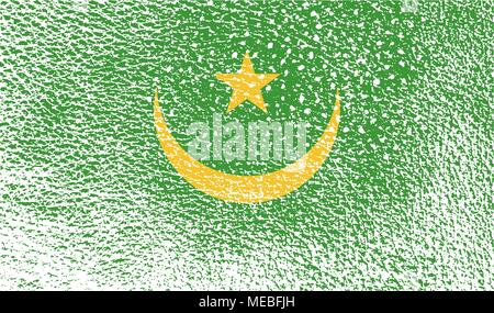 Flag of Mauritania with old texture. Vector illustration Stock Vector