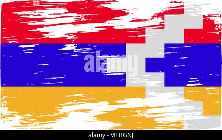 Flag of Karabakh Republic with old texture. Vector illustration Stock Vector