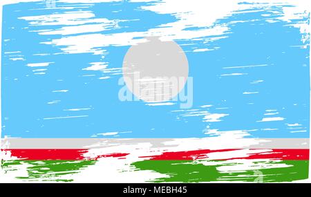 Flag of  Sakha Yakutia Republic, Russia with old texture. Vector illustration Stock Vector