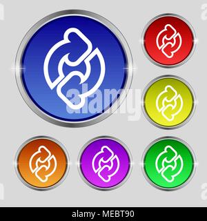 Refresh icon sign. Round symbol on bright colourful buttons. Vector illustration Stock Vector