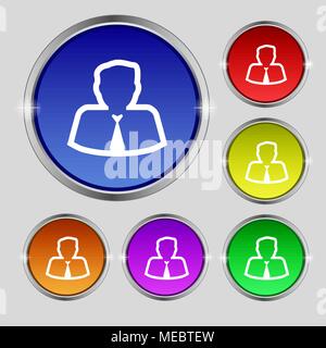 Avatar icon sign. Round symbol on bright colourful buttons. Vector illustration Stock Vector