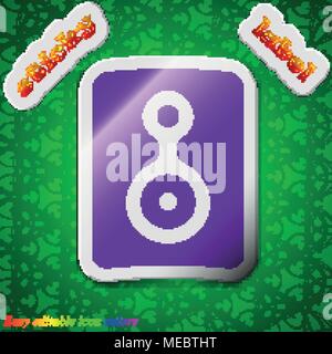 Video Tape  icon sign. Symbol chic colored sticky label on green background. Vector illustration Stock Vector