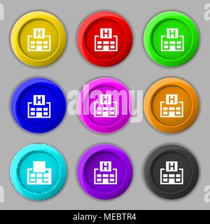 Hotkey icon sign. symbol on nine round colourful buttons. Vector illustration Stock Vector