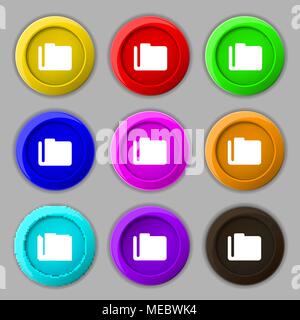 Document folder icon sign. symbol on nine round colourful buttons. Vector illustration Stock Vector