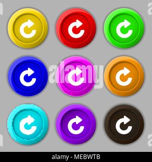 Upgrade, arrow icon sign. symbol on nine round colourful buttons. Vector illustration Stock Vector