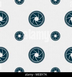 diaphragm icon. Aperture sign. Seamless pattern with geometric texture. Vector illustration Stock Vector