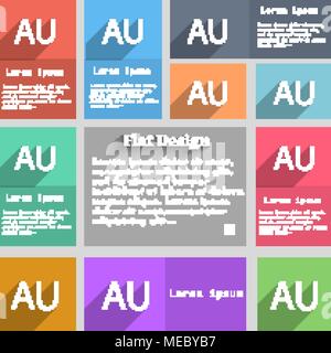australia sign icon. Set of colored buttons. Vector illustration Stock Vector