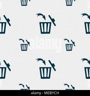 Recycle bin sign icon. Seamless pattern with geometric texture. Vector illustration Stock Vector