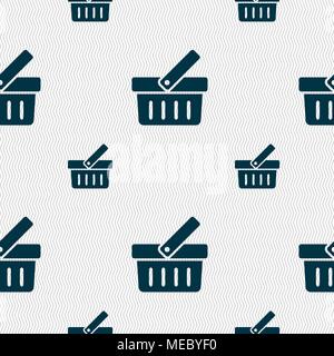 Shopping Cart sign icon. Online buying button. Seamless pattern with geometric texture. Vector illustration Stock Vector