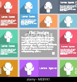 Flowers in pot icon sign. Set of multicolored buttons. Metro style with space for text. The Long Shadow Vector illustration Stock Vector