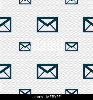 Mail icon. Envelope symbol. Message sign. navigation button. Seamless pattern with geometric texture. Vector illustration Stock Vector