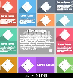 Puzzle piece icon sign. Set of multicolored buttons. Metro style with space for text. The Long Shadow Vector illustration Stock Vector