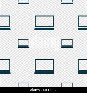 Laptop sign icon. Notebook pc symbol. Seamless pattern with geometric texture. Vector illustration Stock Vector