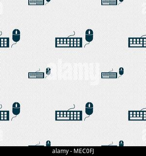 Computer keyboard and mouse Icon. Seamless pattern with geometric texture. Vector illustration Stock Vector