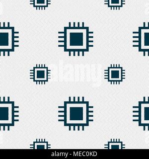 Central Processing Unit Icon. Technology scheme circle symbol. Seamless pattern with geometric texture. Vector illustration Stock Vector