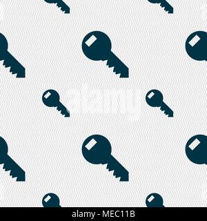 Key sign icon. Unlock tool symbol.. Seamless pattern with geometric texture. Vector illustration Stock Vector