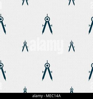 Mathematical Compass sign icon. Seamless pattern with geometric texture. Vector illustration Stock Vector
