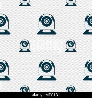 Webcam sign icon. Web video chat symbol. Camera chat. Seamless pattern with geometric texture. Vector illustration Stock Vector
