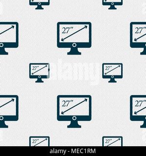 diagonal of the monitor 27 inches icon sign. Seamless pattern with geometric texture. Vector illustration Stock Vector