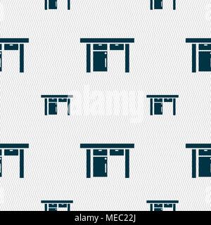Table icon sign. Seamless pattern with geometric texture. Vector illustration Stock Vector