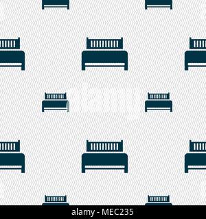 Hotel, bed icon sign. Seamless pattern with geometric texture. Vector illustration Stock Vector