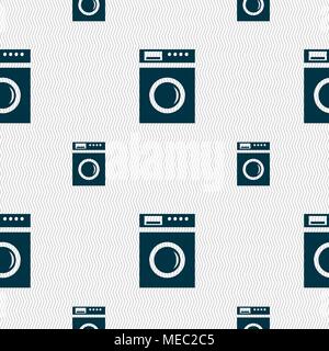 washing machine icon sign. Seamless pattern with geometric texture. Vector illustration Stock Vector