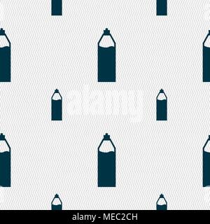 Plastic bottle with drink icon sign. Seamless pattern with geometric texture. Vector illustration Stock Vector