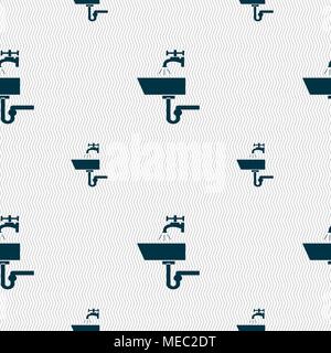 Washbasin icon sign. Seamless pattern with geometric texture. Vector illustration Stock Vector