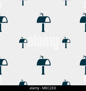 Mailbox icon sign. Seamless pattern with geometric texture. Vector illustration Stock Vector