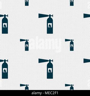 fire extinguisher icon sign. Seamless pattern with geometric texture. Vector illustration Stock Vector