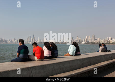 Marine Drive promenade, Mumbai, India Stock Photo